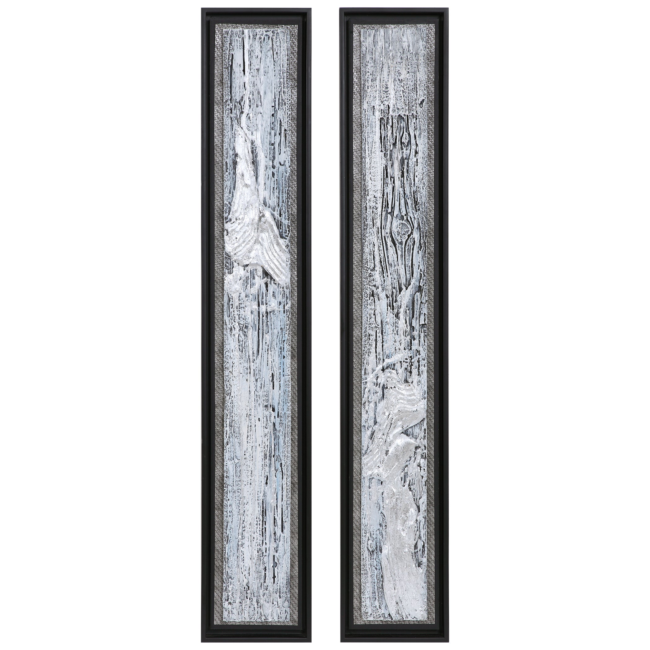 Silver Lining Textured Abstract Art - Set of 2