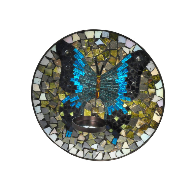 Springdale 12" H Butterfly Mosaic Candle Holder