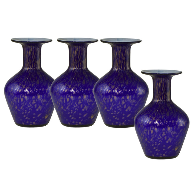 Springdale 8" H Speckle Purple 4-Piece Hand Blown Art Glass Vase Set