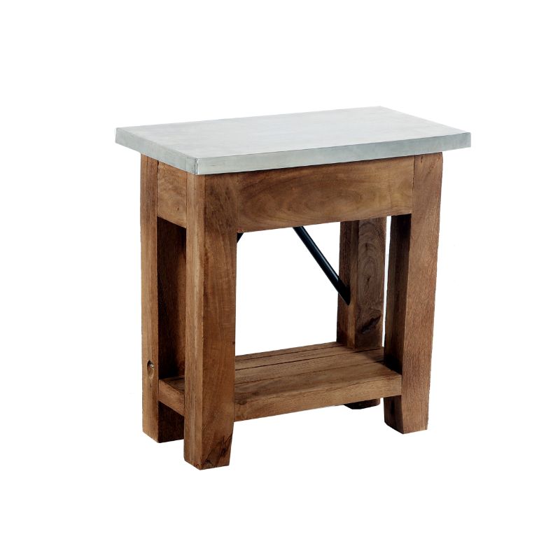 Millwork 22" Wood and Zinc Metal End Table with Shelf