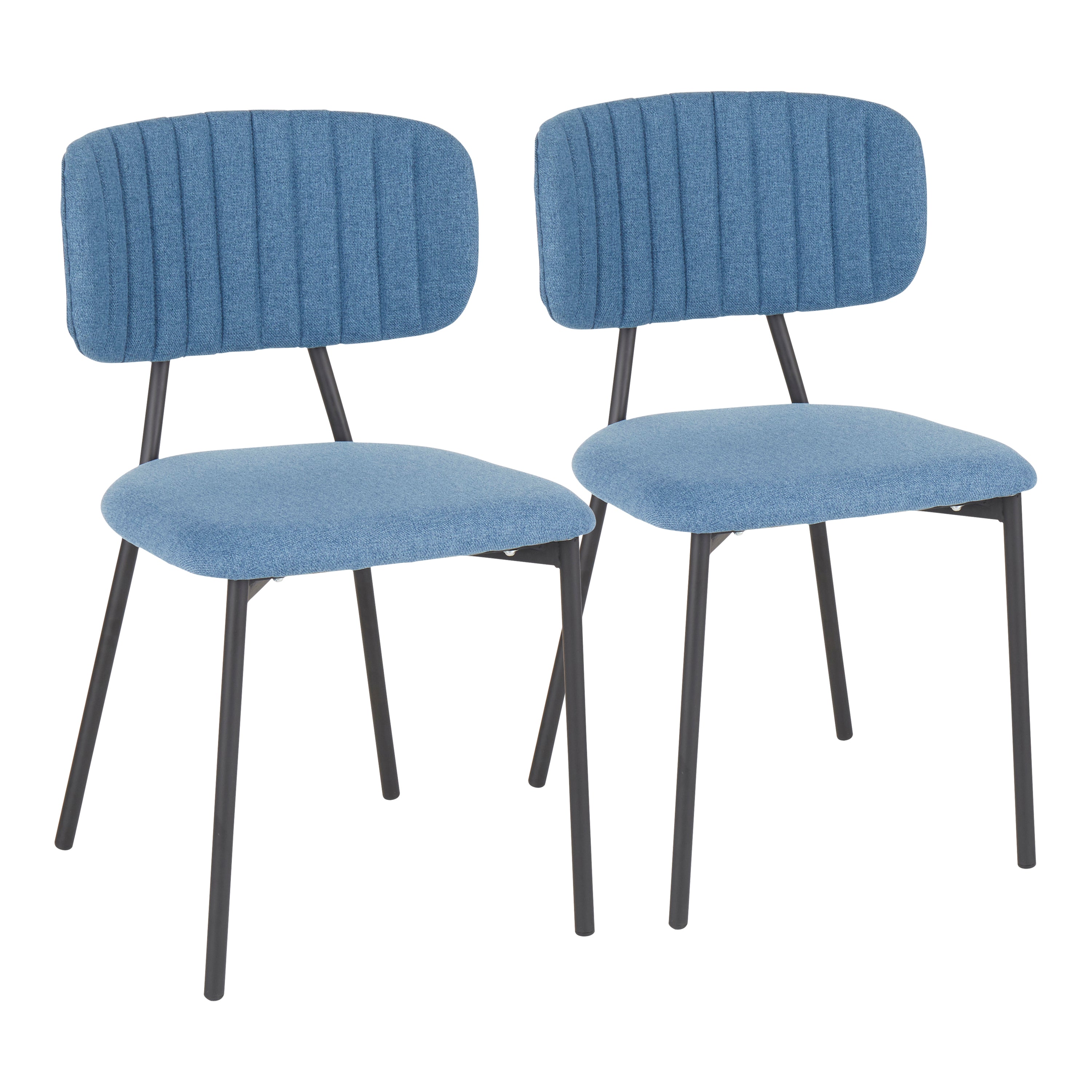 Bouton Dining Chair - Set of 2, Blue Fabric