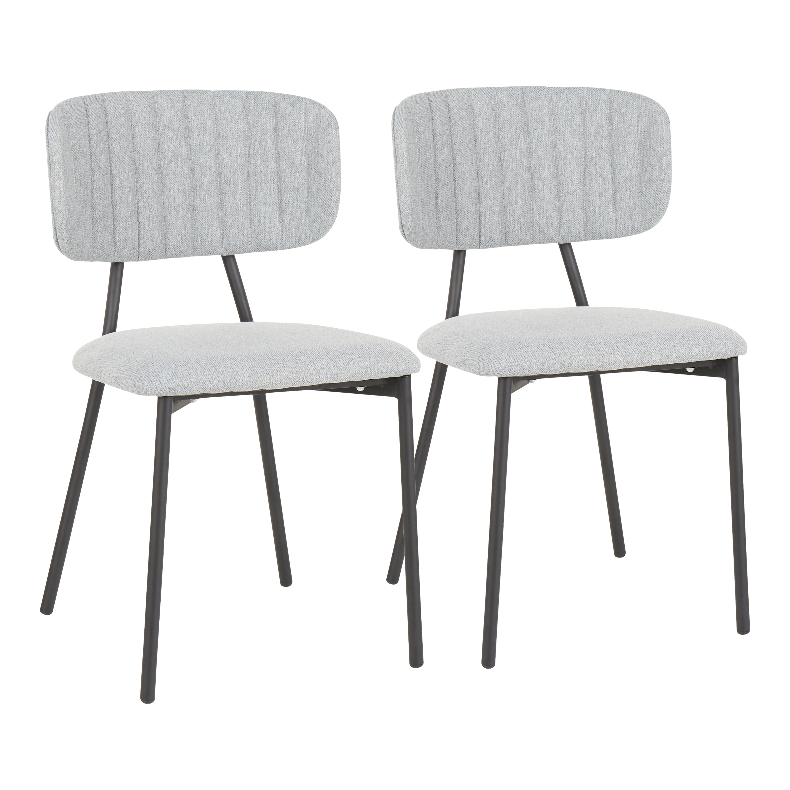 Bouton Dining Chair - Set of 2, Light Gray Fabric