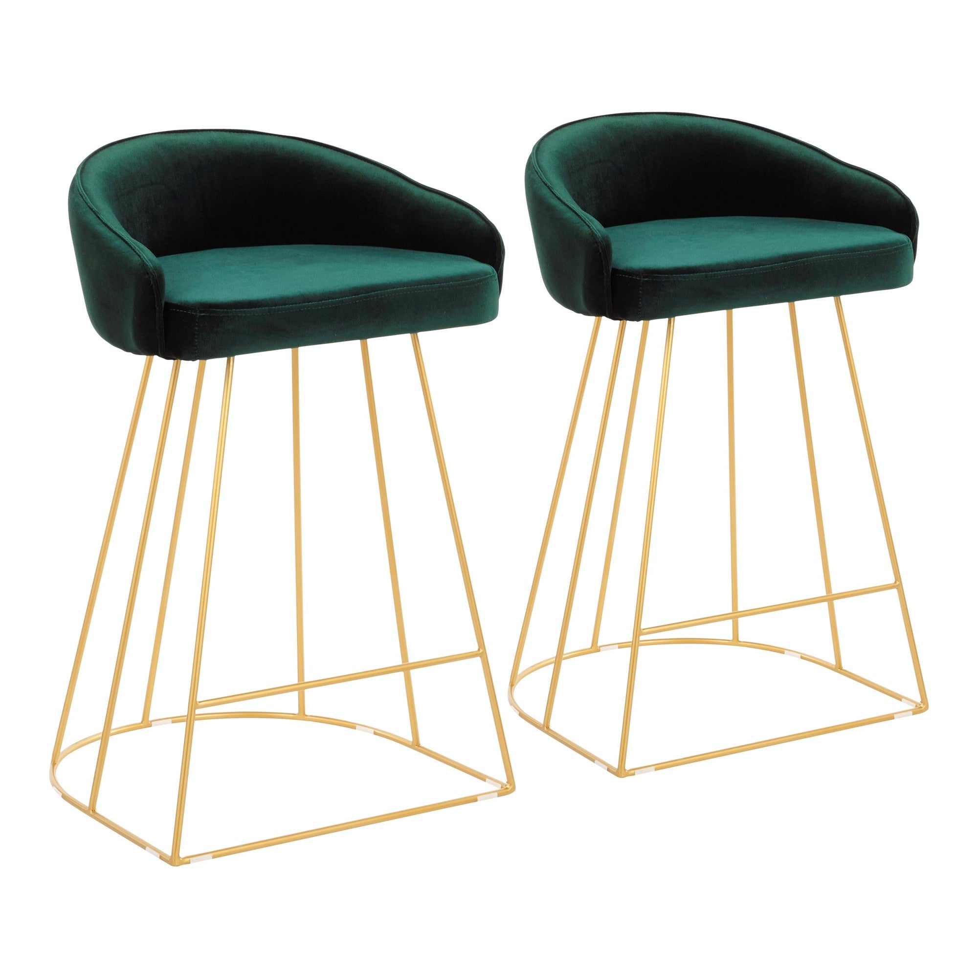Canary Gold Legs 26" Counter Stool - Set of 2, Green