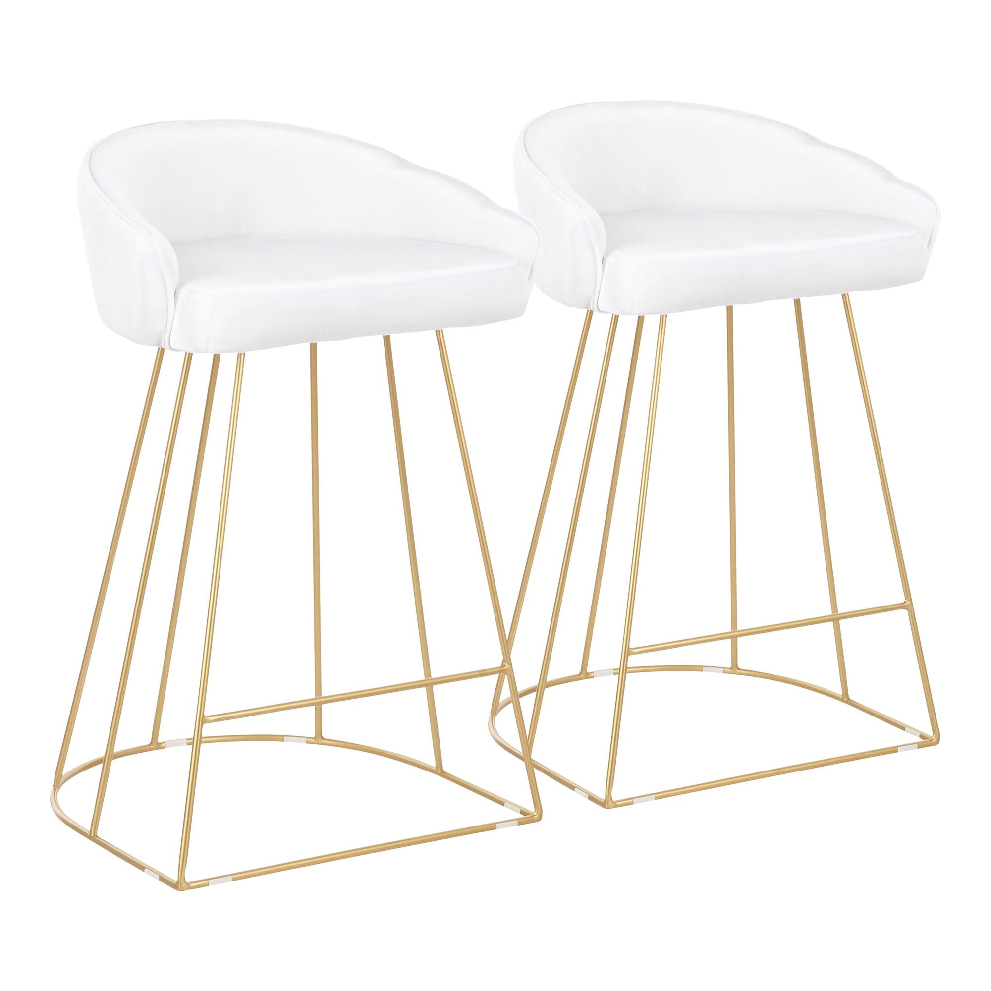 Canary Gold Legs 26" Counter Stool - Set of 2, White