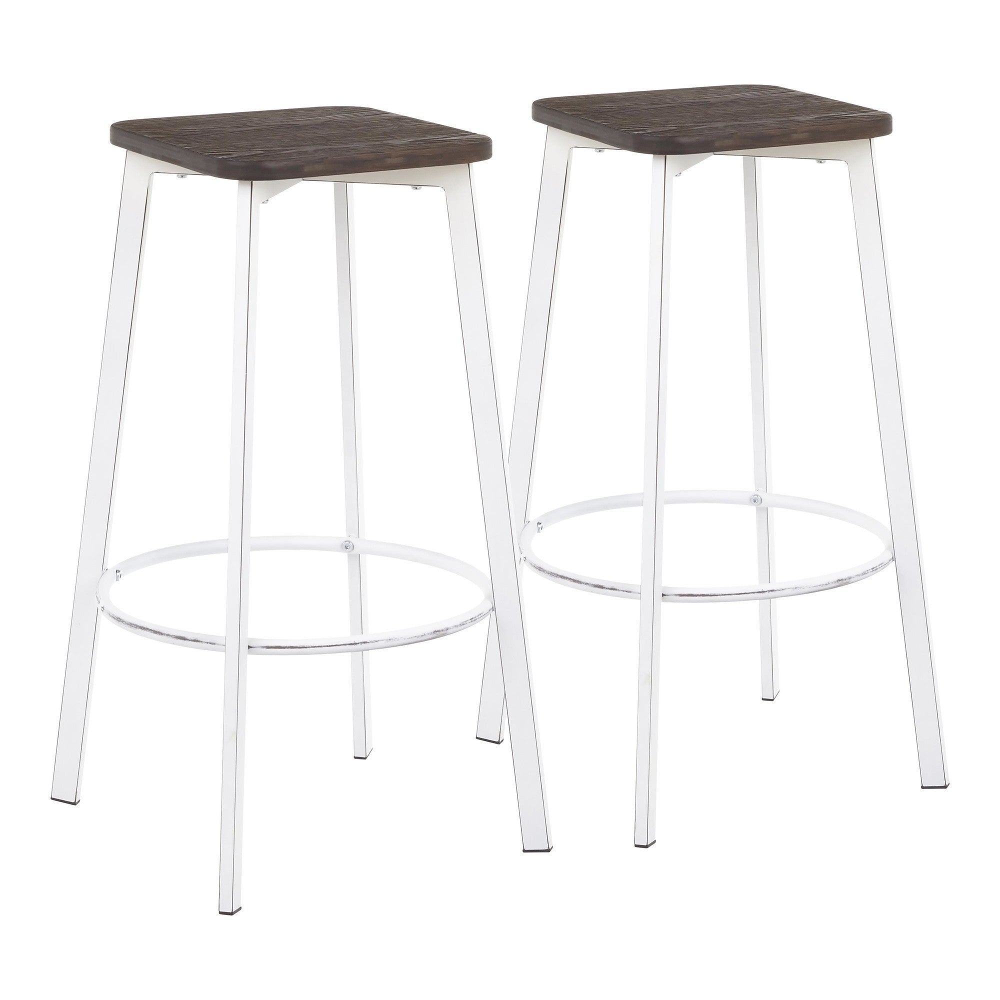 Clara Square 30" Bar Stool - Set of 2, Vintage White