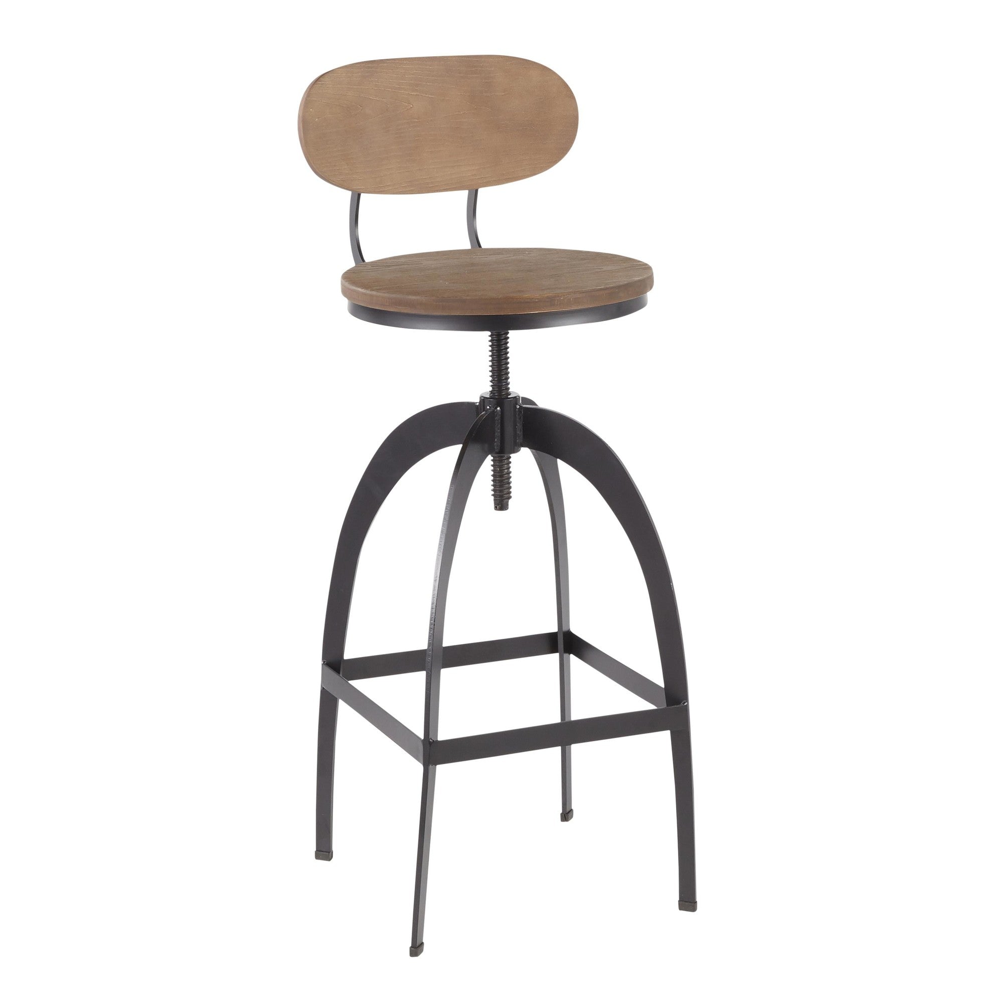 Dakota Mid-Back Adjustable Bar Stool - Black and Brown