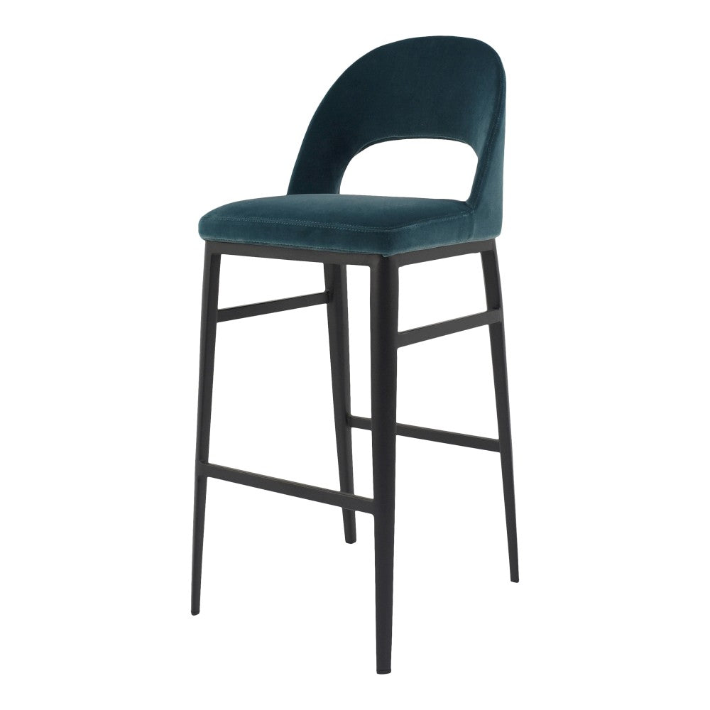 Roger Bar Stool - Teal Velvet