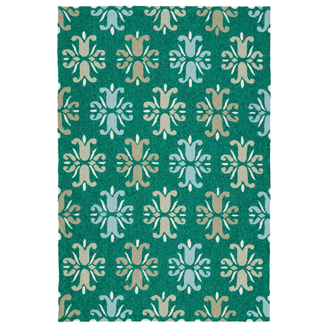 Escape Handmade Outdoor Rug - 5' x 7'6", Emerald, ESC07