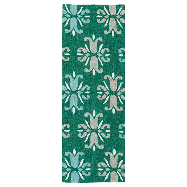 Escape Handmade Outdoor Runner - 2' x 6', Emerald, ESC07