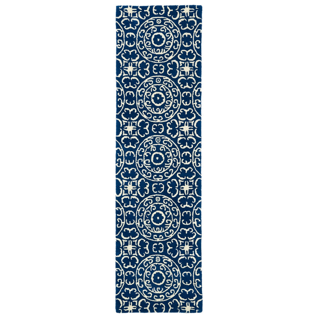 Evolution Hand Tufted Runner - 2'3" x 8', Navy, EVL03