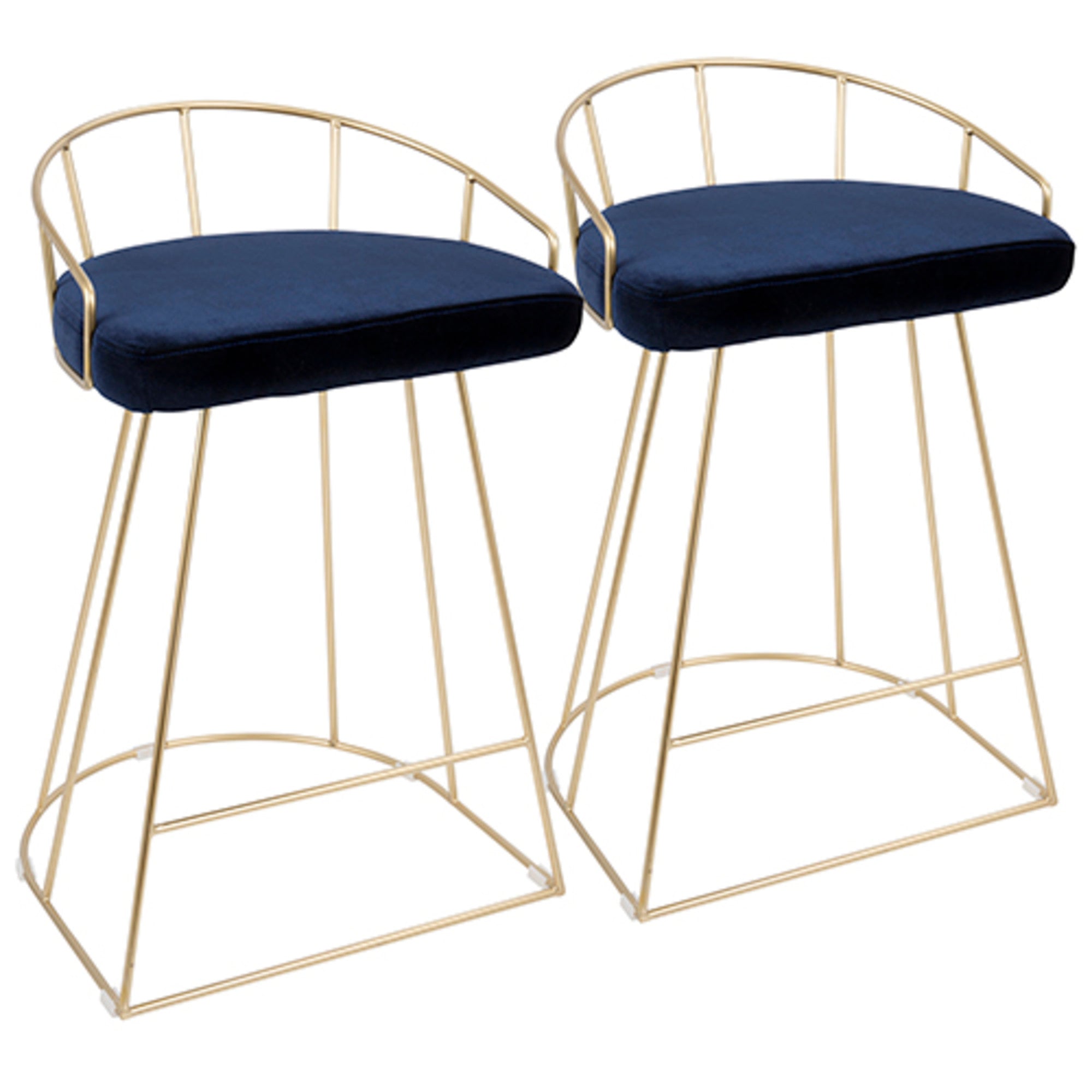 Canary Gold Metal Back 26" Counter Stool - Set of 2, Blue