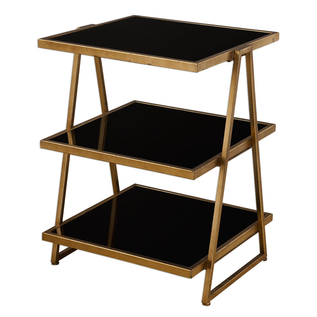 Garrity Black Glass Accent Table