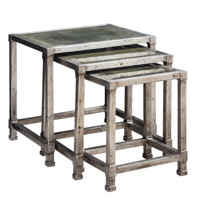 Keanna Antiqued Silver Nesting Tables - Set of 3