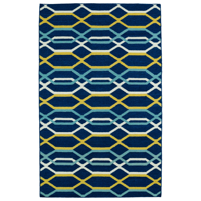 Glam Handmade Flatweave Area Rug - 5' x 8', Navy, GLA01