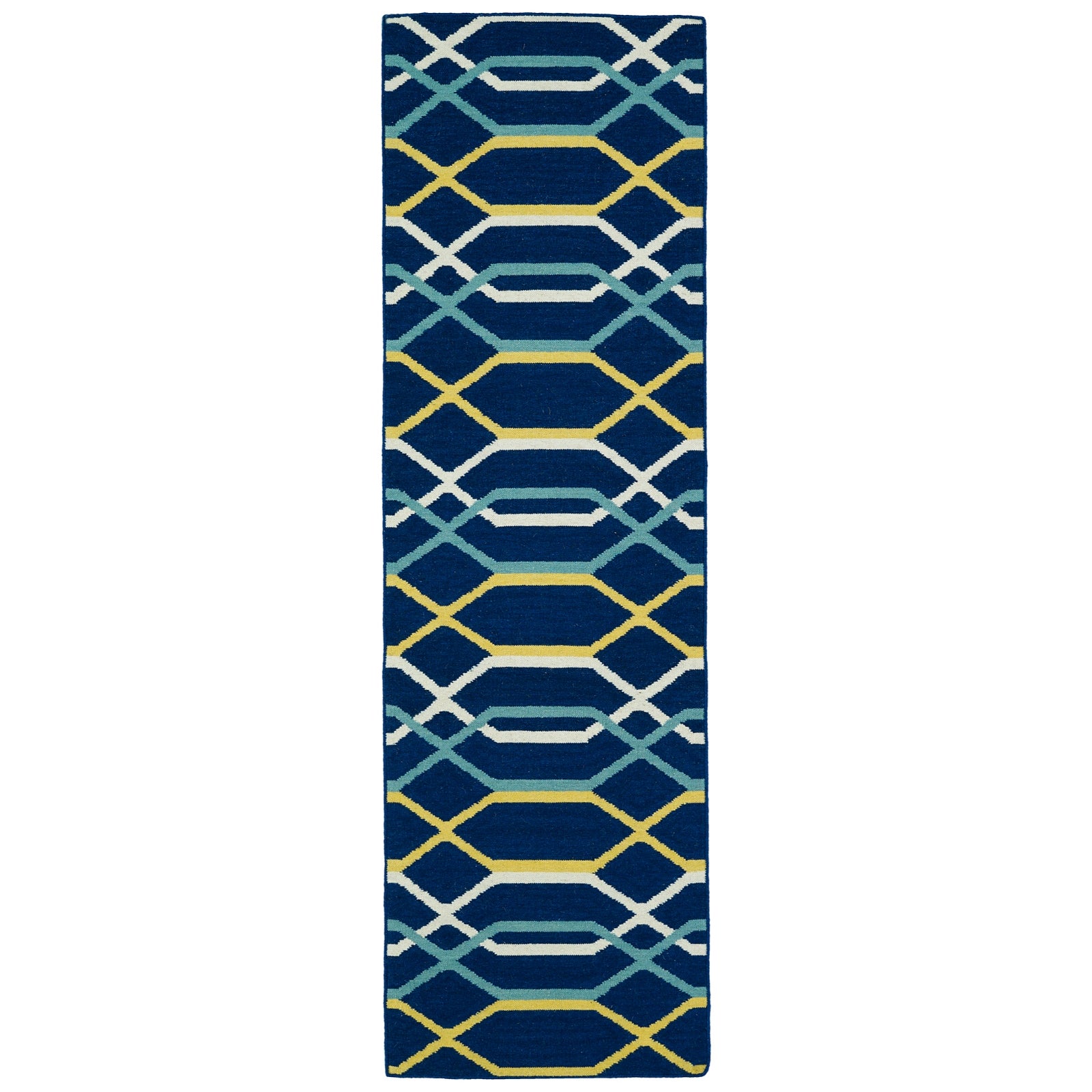 Glam Handmade Flatweave Runner - 2'6" x 8', Navy, GLA01