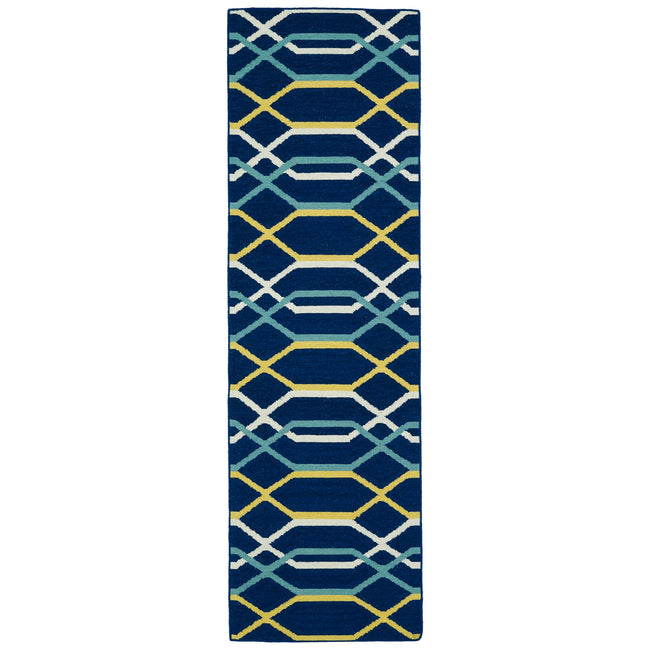 Glam Handmade Flatweave Runner - 2'6" x 8', Navy, GLA01