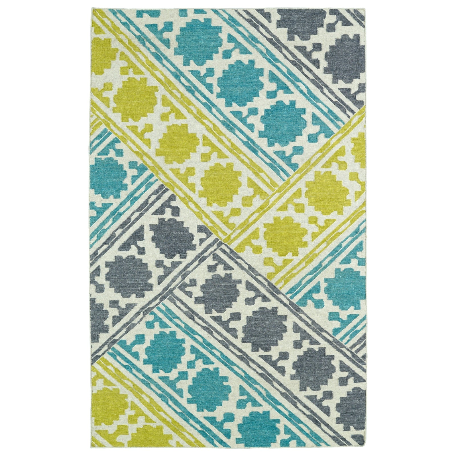 Glam Handmade Flatweave Area Rug - 8' x 10', Turquoise, GLA02