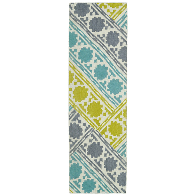 Glam Handmade Flatweave Runner - 2'6" x 8', Turquoise, GLA02