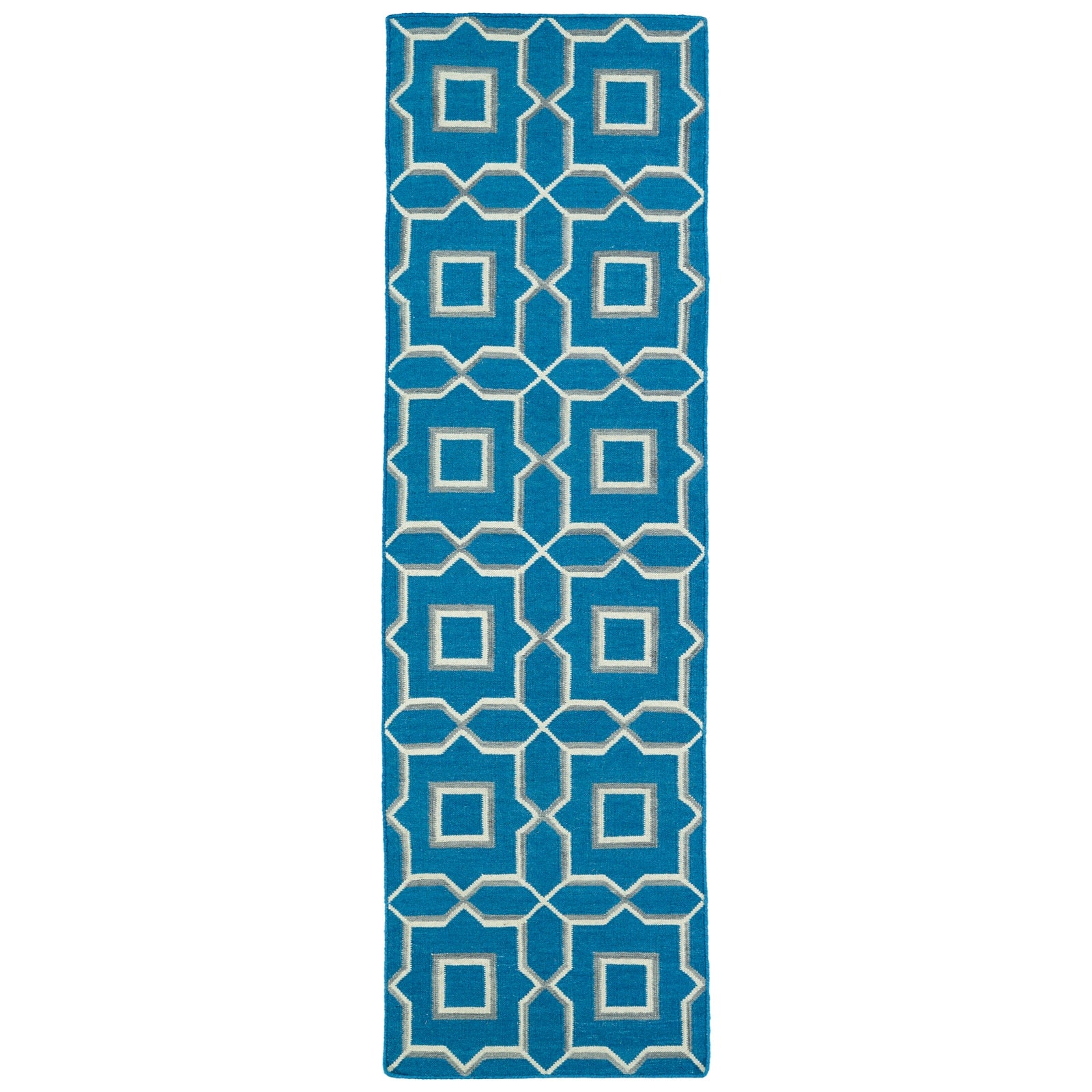 Glam Handmade Flatweave Runner - 2'6" x 8', Teal, GLA06