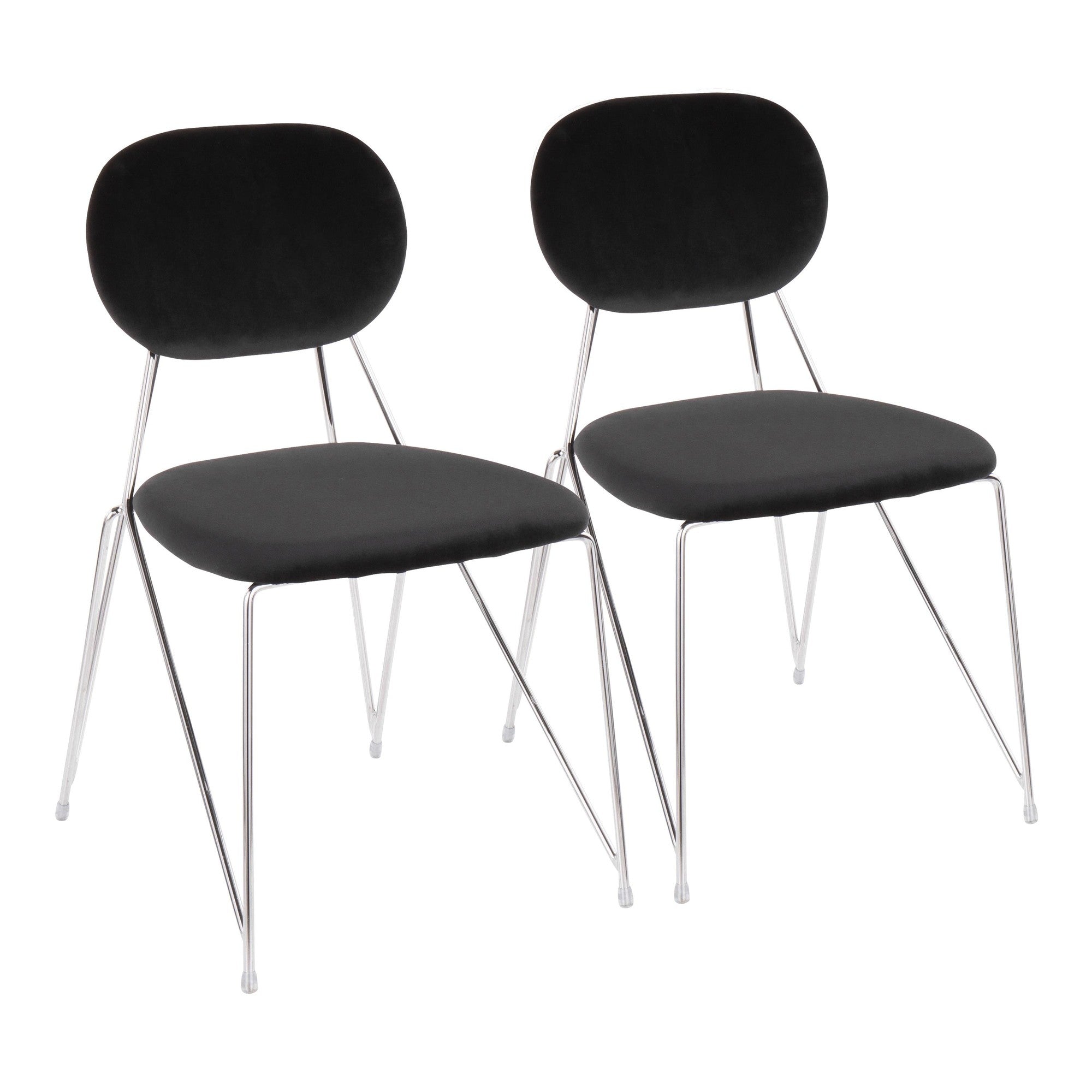 Gwen Chrome Chair - Set of 2, Black Velvet