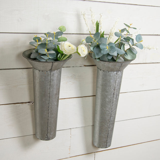 Metal Column Planters - Set of 2