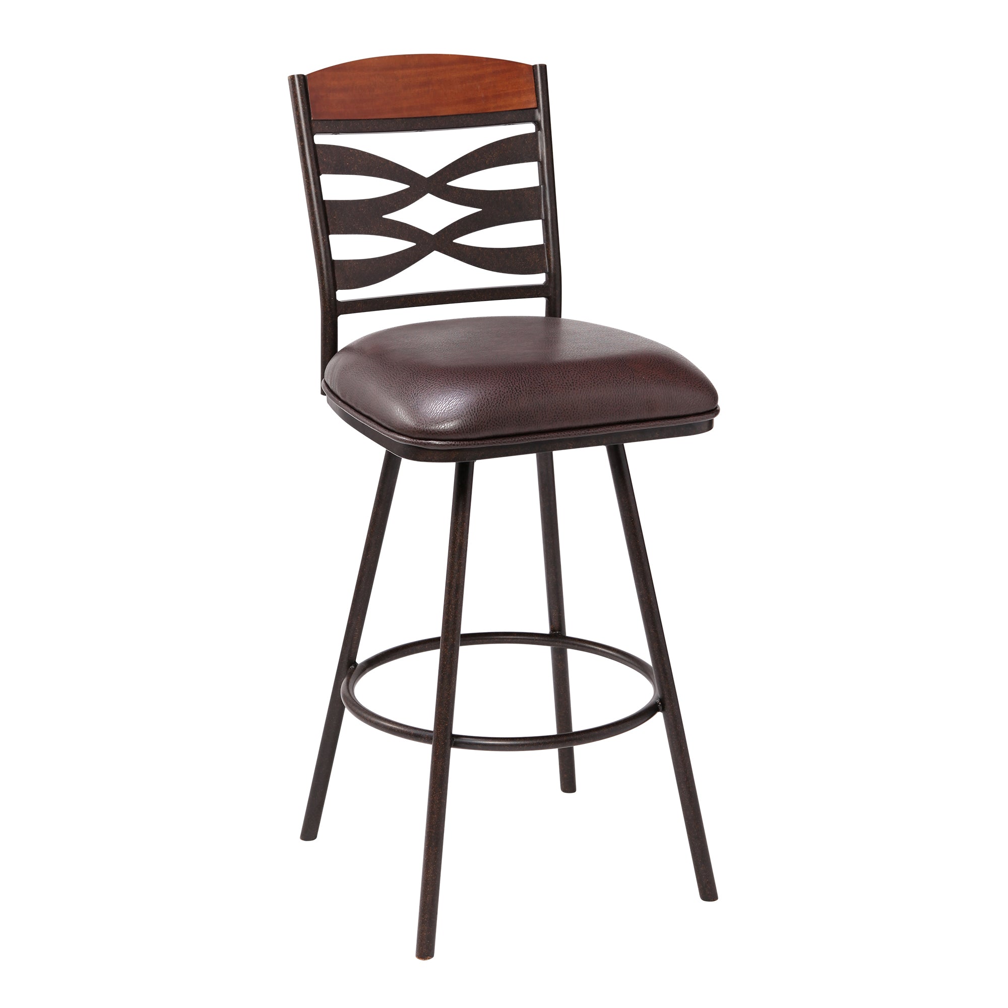 Arden Contemporary 26" Counter Stool - Auburn Bay  with Brown Faux Leather and Sedona Wood  Back