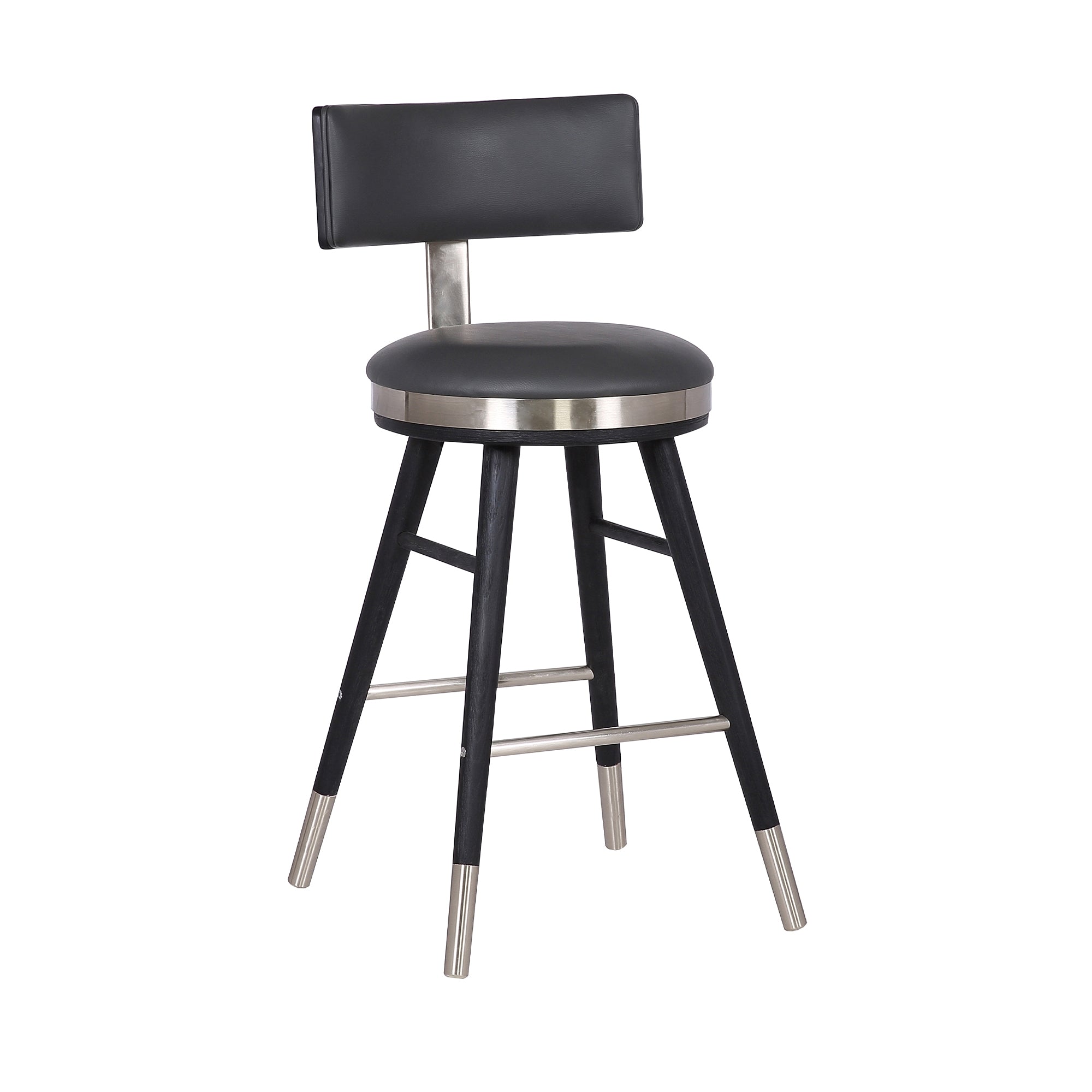 Grace Modern 26" Gray Faux Leather Bar Stool