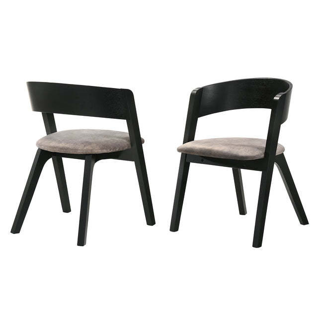 Jackie Mid-Century Dining Chair - Set of 2, Black Ash and Brown