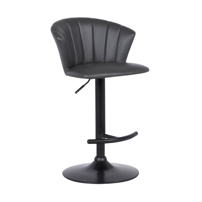 Raquel Adjustable Modern Gray Faux Leather Bar Stool