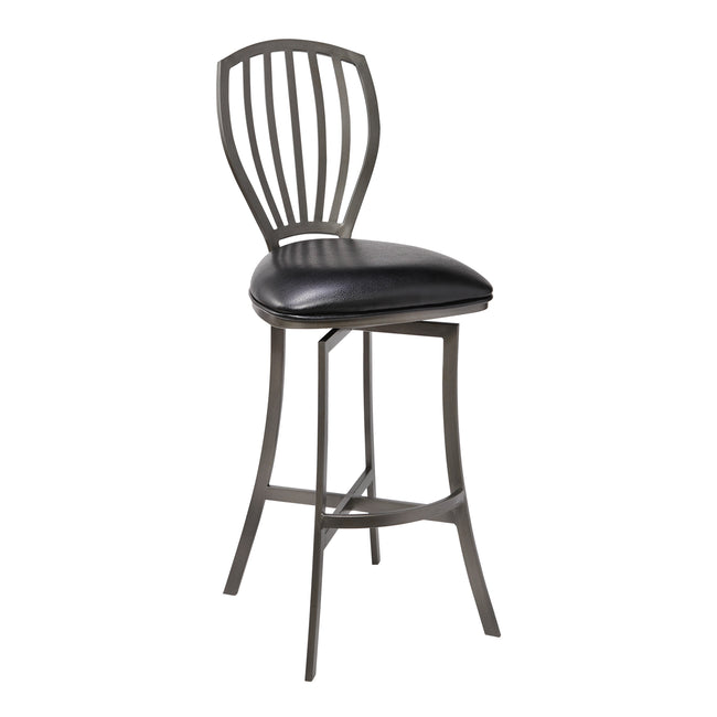 Sandy Contemporary 30" Bar Stool in Mineral Finish and Black Faux Leather