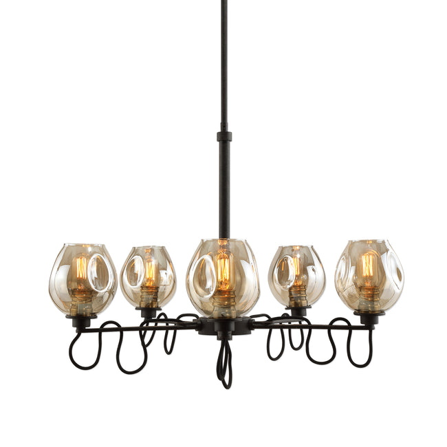 Fritz 5 Light Gold Glass Chandelier