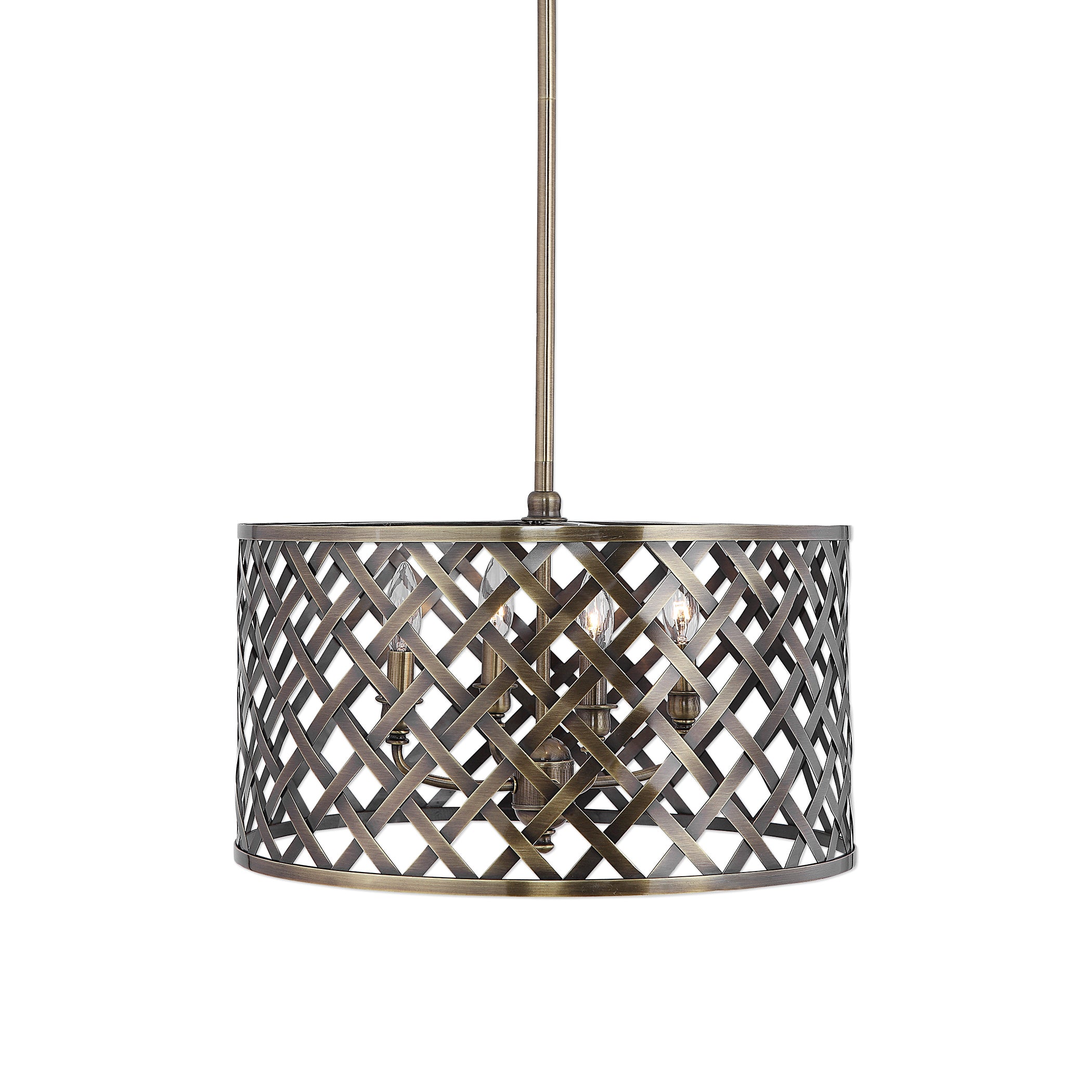 Grata 4 Light Brass Latticework Pendant