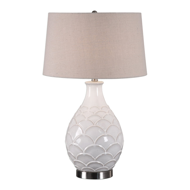 Camellia Glossed White Table Lamp