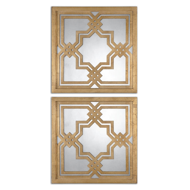 Piazzale Gold Square Mirrors - Set of 2