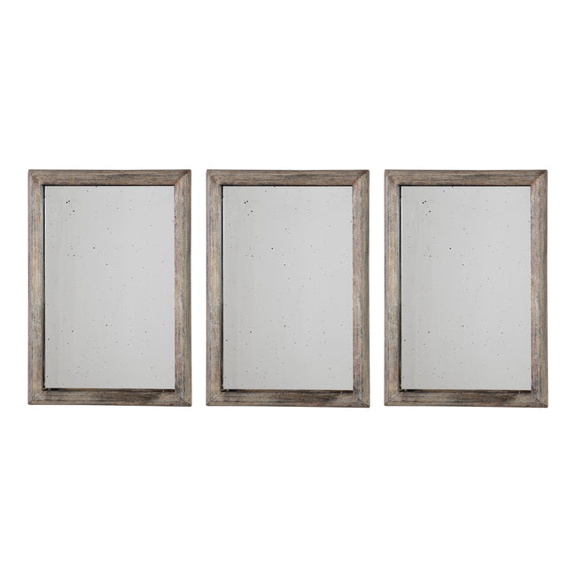 Alcona Antiqued Silver Mirrors - Set of 3