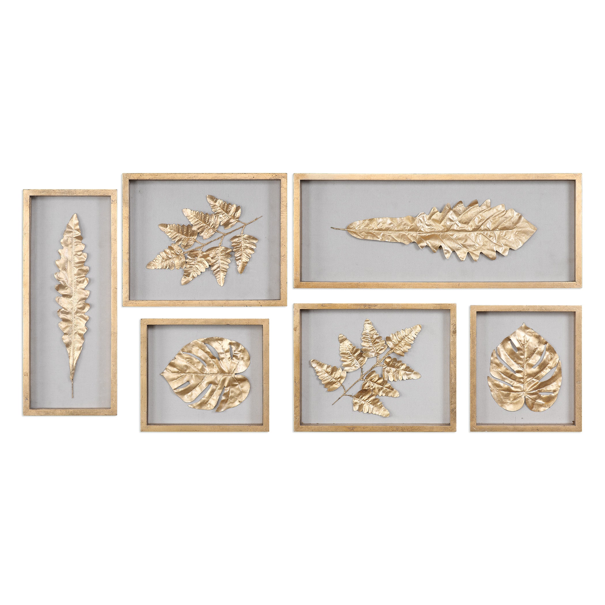 Golden Leaves Shadow Box - Set of 6