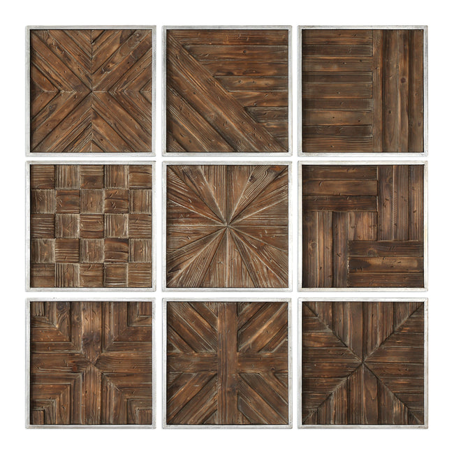 Bryndle Rustic Wooden Squares - Set of 9