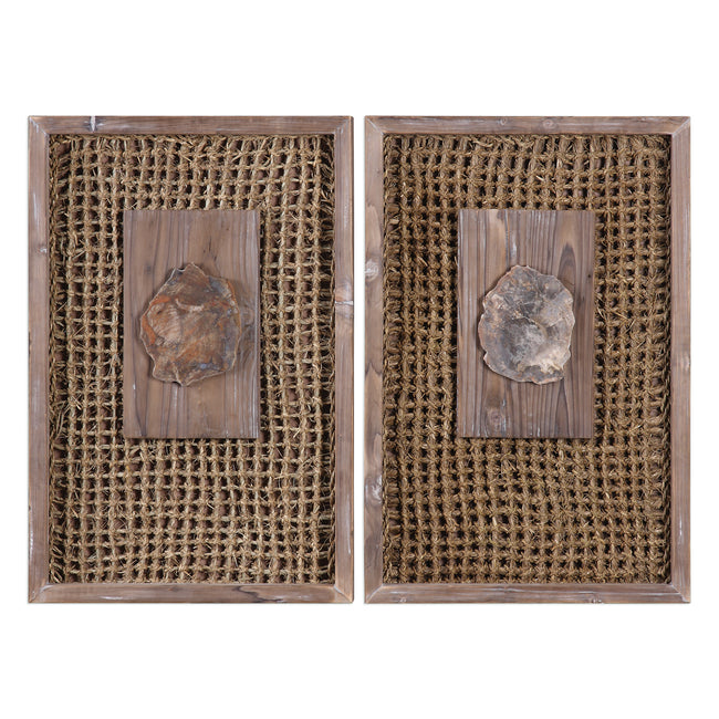 Endicott Petrified Wood Panels - Set of 2