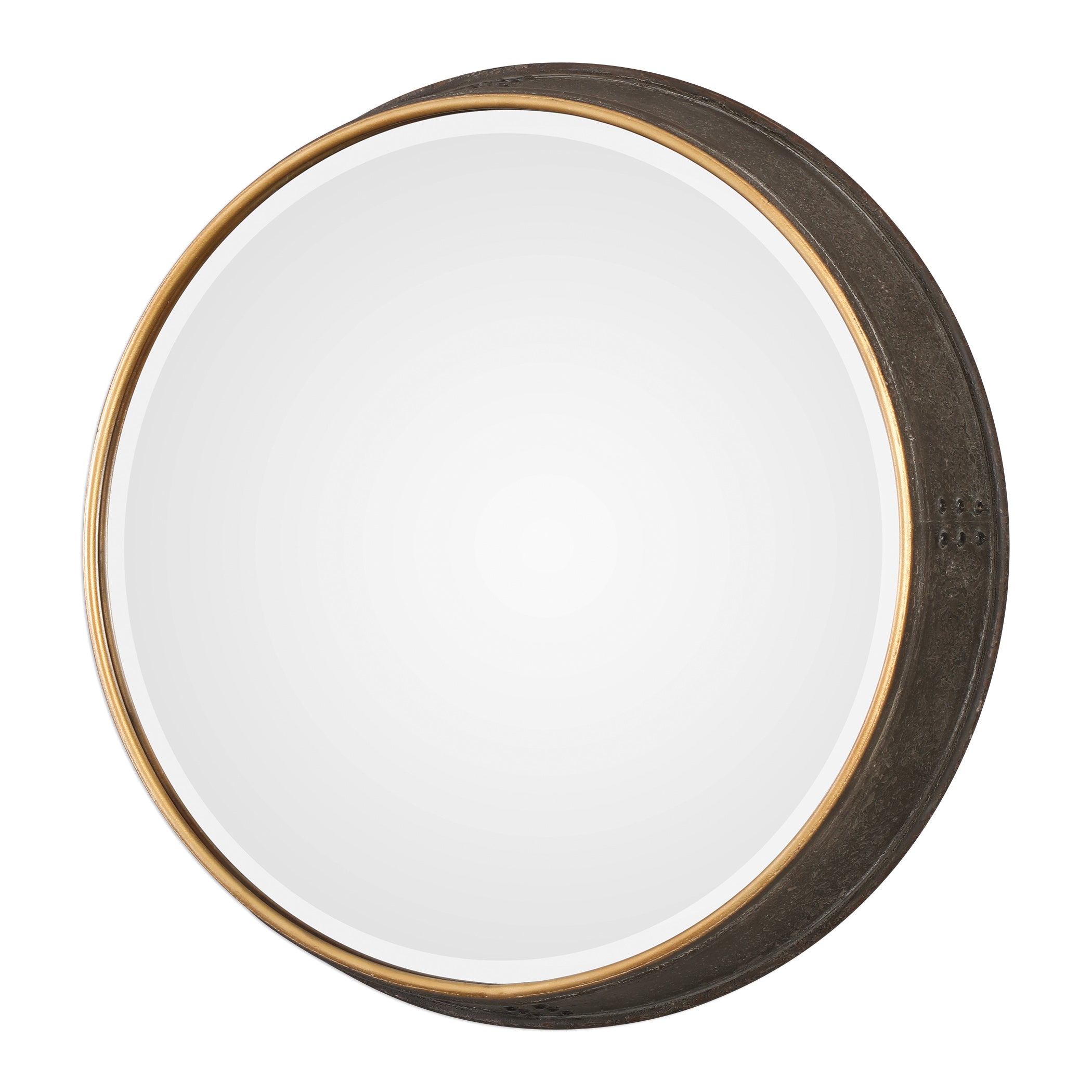 Sturdivant Antiqued Gold Round Mirror