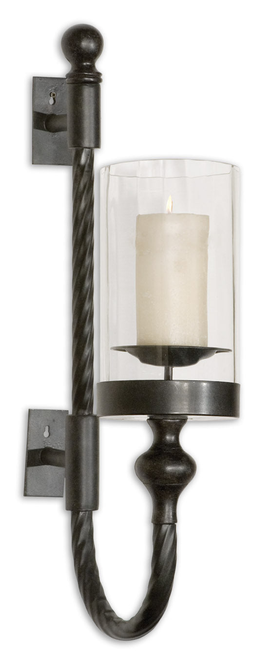 Garvin Twist Metal Sconce With Candle