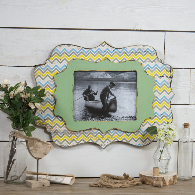 Wood Picture Frame - Greena and Yellow