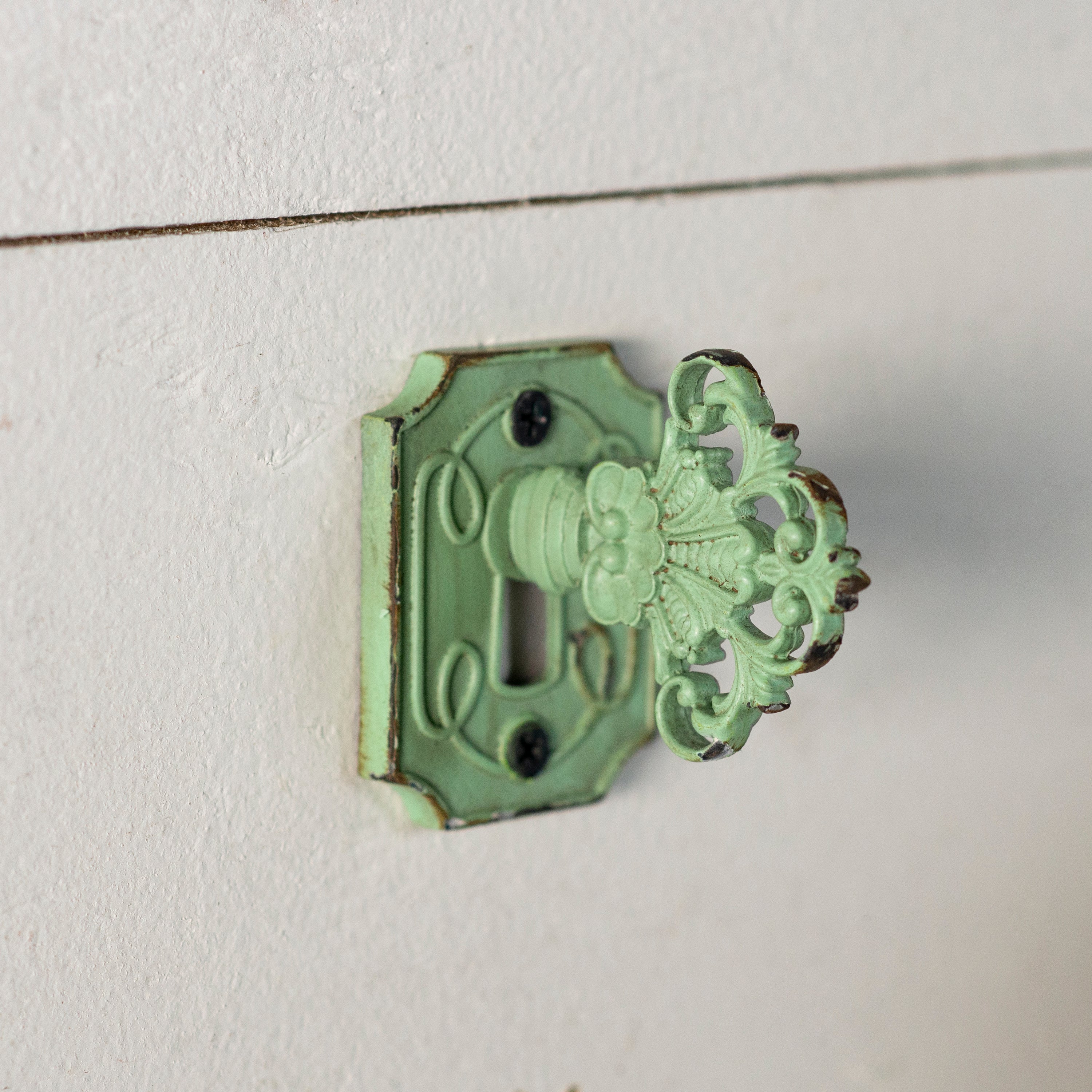 Pewter Lock & Key Knob - Green