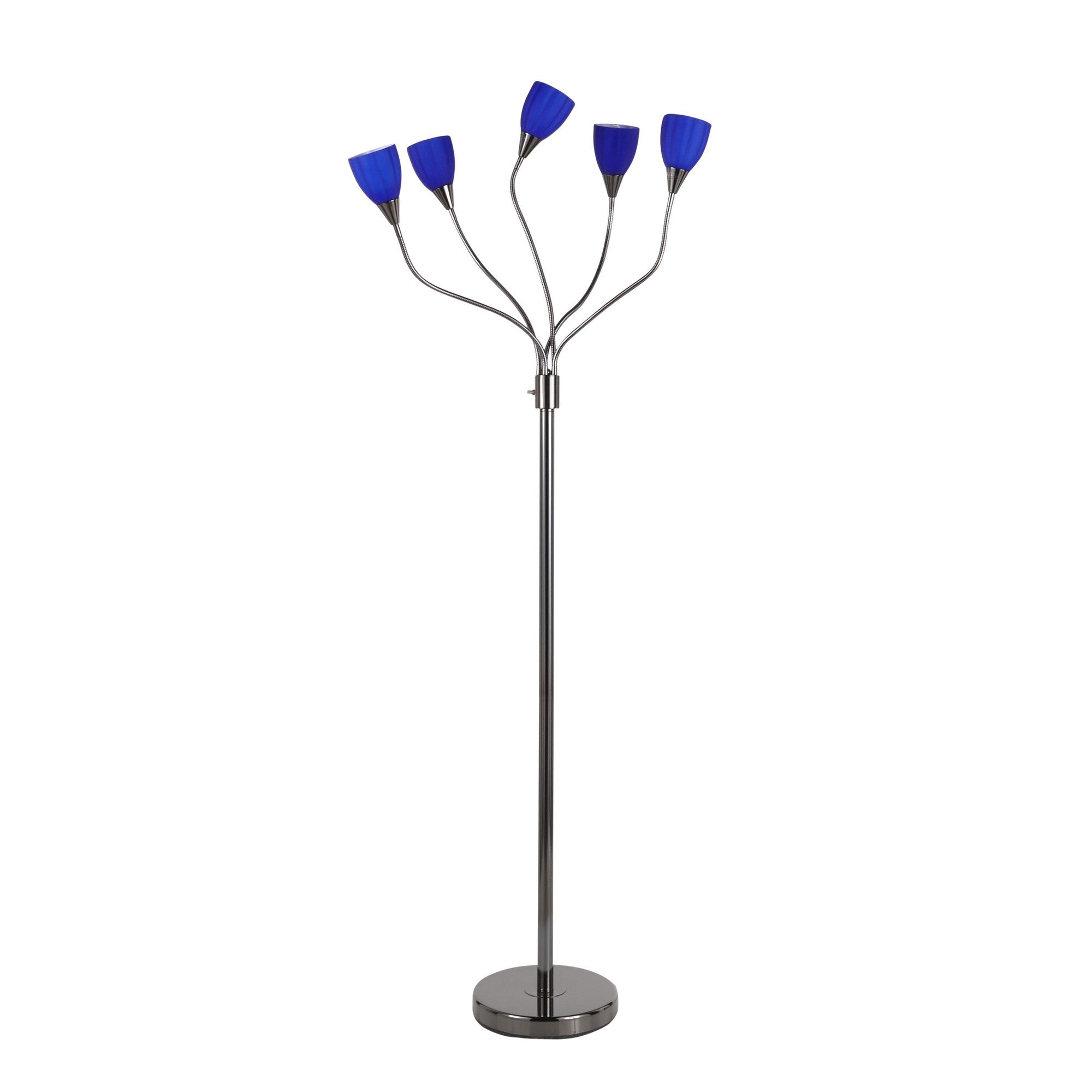 Medusa Black Chrome Floor Lamp - Blue Glass