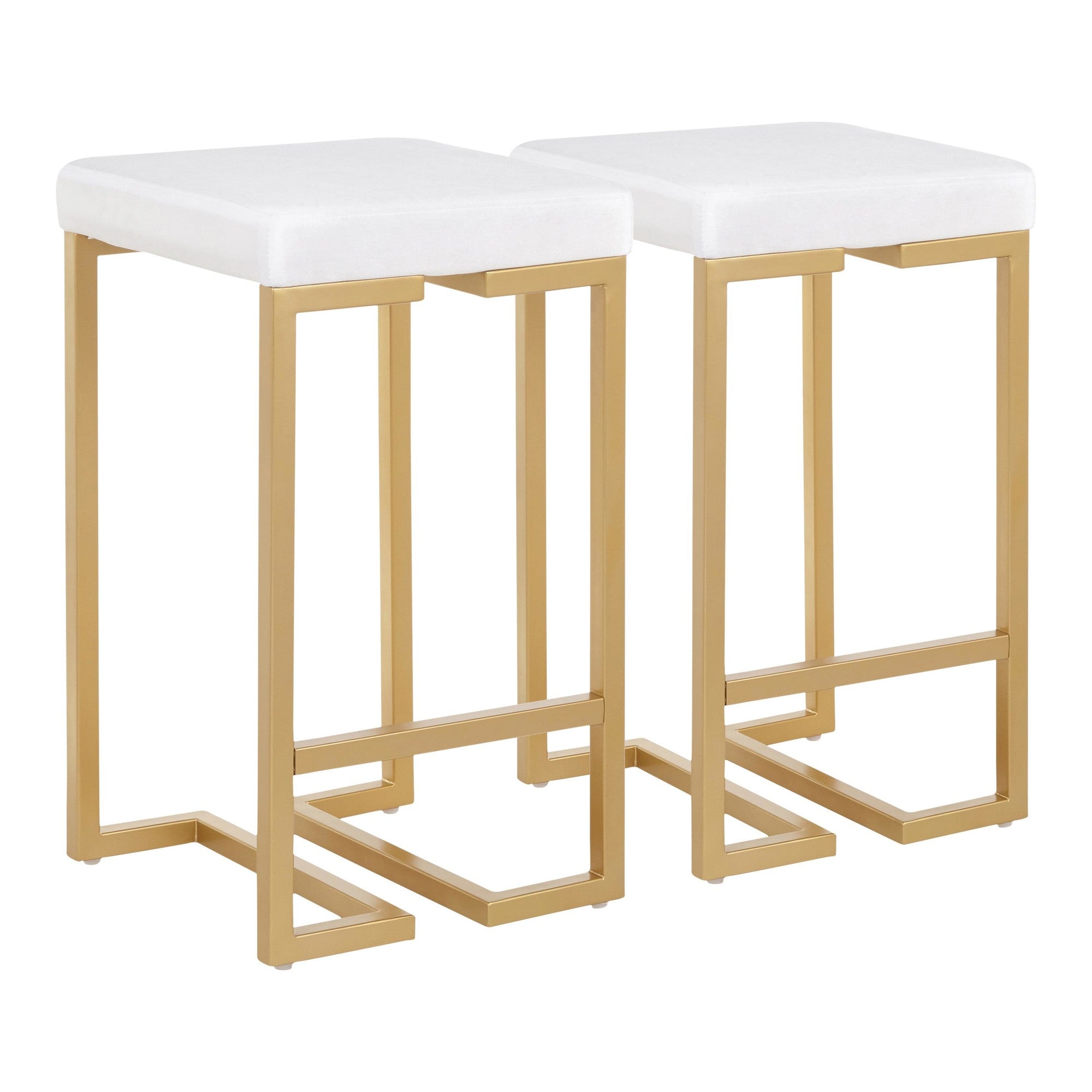 Midas 26" Counter Stool - Set of 2, White Velvet