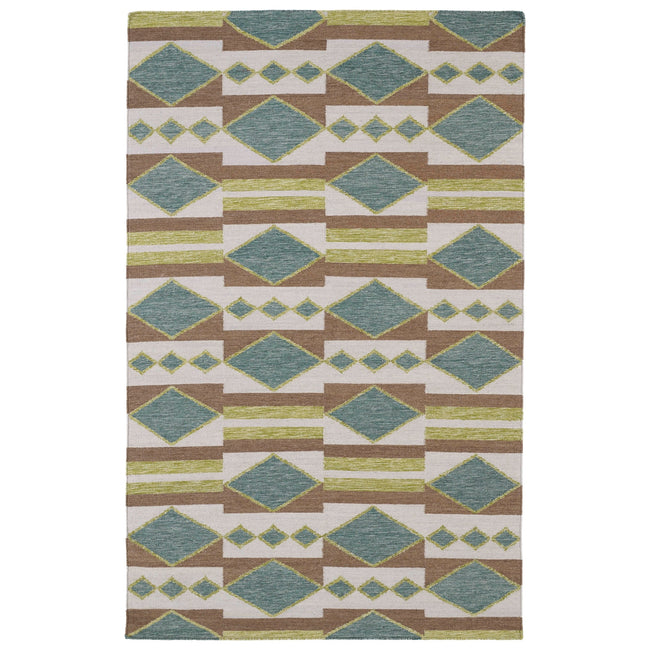 Nomad Flat-Weave Area Rug - 5' x 8', Turquoise, NOM07