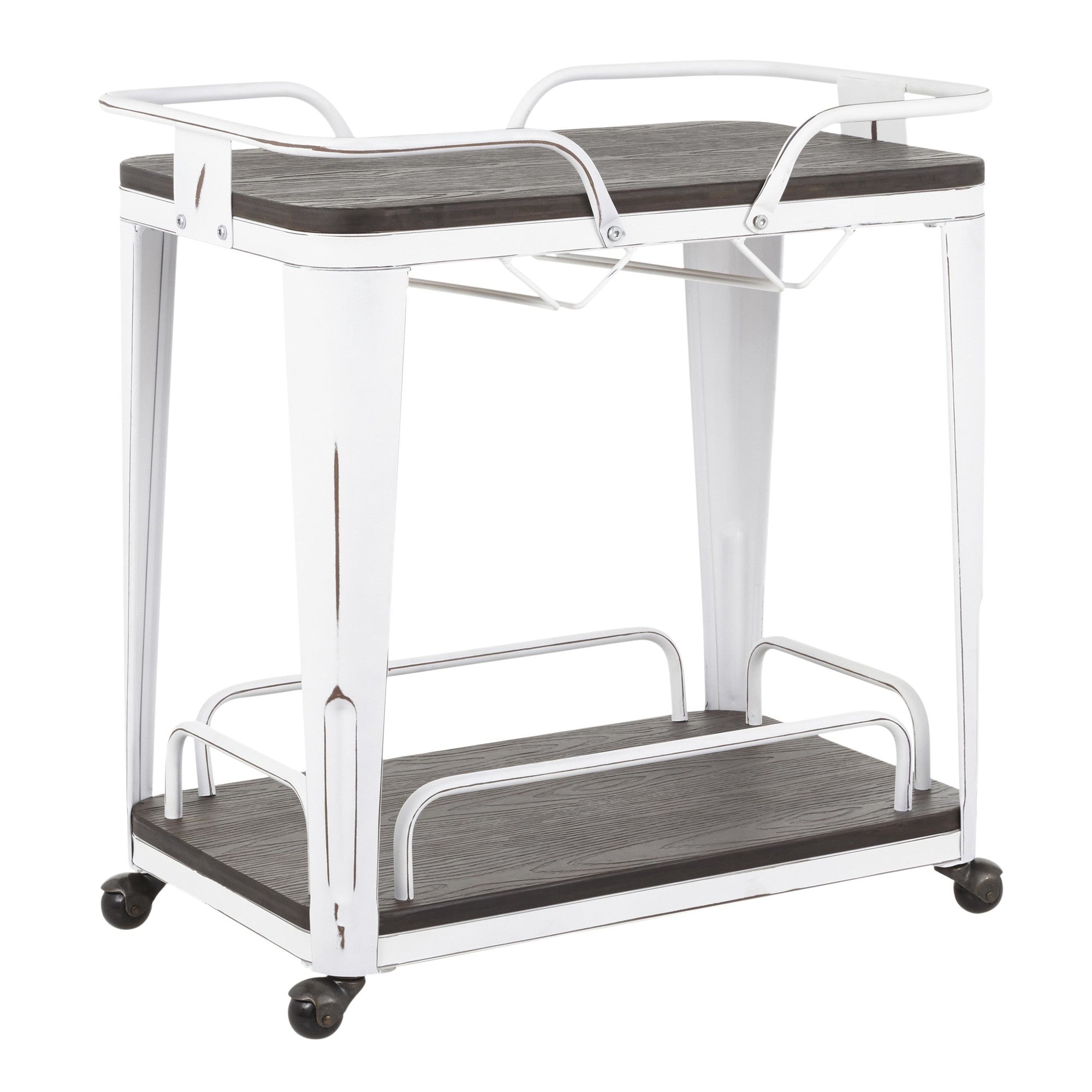 Oregon Bar Cart - Vintage White and Espresso