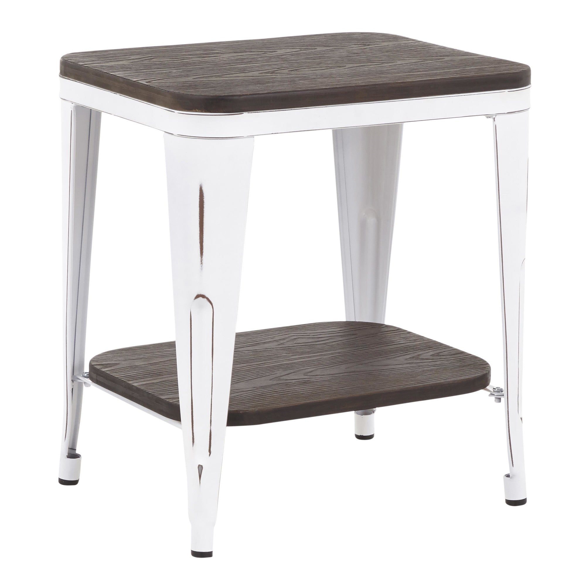 Oregon End Table - Vintage White and Espresso