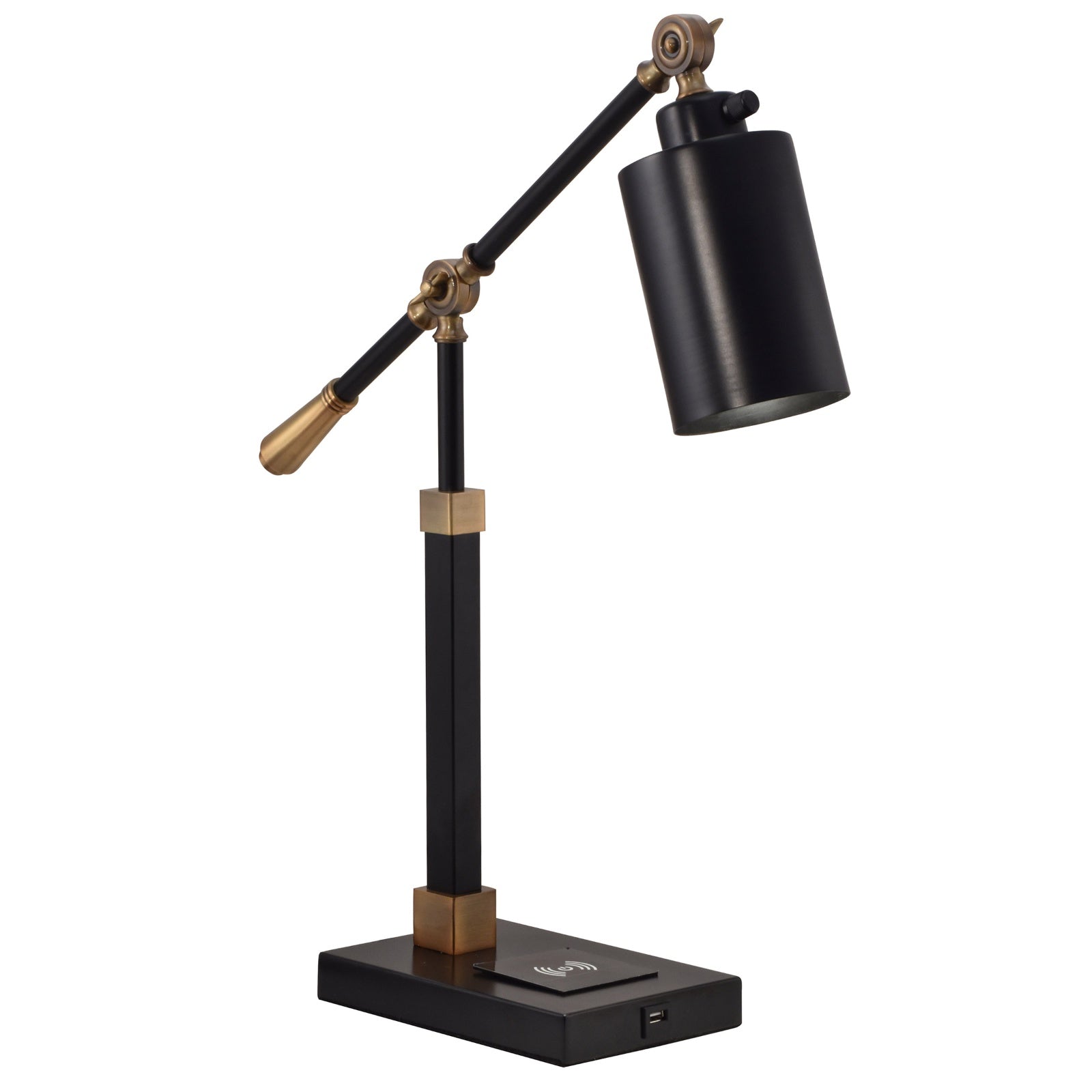 Springdale 23" H Cylinder Multi-Direction Desk Lamp With Wireless/USB Charger