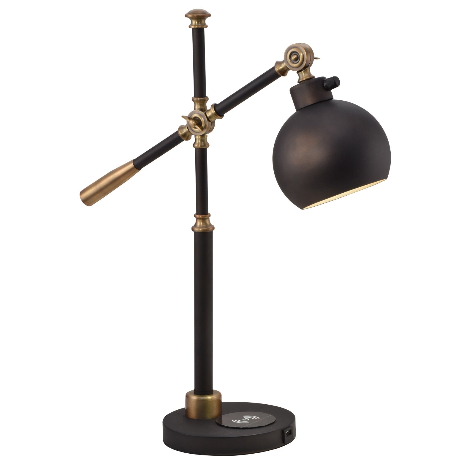 Springdale 23" H Dome Multi-Direction Desk Lamp With Wireless and USB Charger