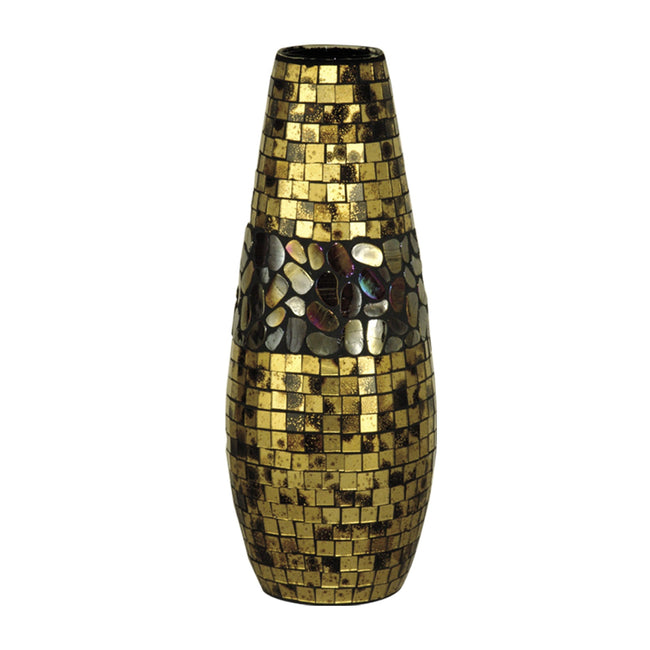 Springdale 15" H Gold Grande Mosaic Art Glass Vase